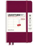 Джобен тефтер Leuchtturm1917 Weekly Planner - A6, червен, 2024 - 1t
