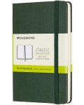 Джобен тефтер с твърди корици Moleskine Classic Plain - Зелен, бели листове - 1t