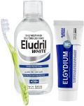 Elgydium & Eludril Комплект - Избелваща паста и Вода за уста, 50 + 500 ml + Четка за зъби, Medium - 1t