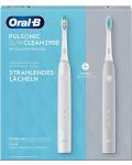 Комплект електрически четки за зъби Oral-B - Pulsonic Slim Clean 2900, сива/бяла - 1t