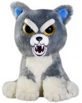 Плашеща плюшена играчка WMC Toys Feisty Pets - Сиво куче - 3t