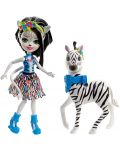 Кукличка с животниче Mattel Enchantimals - Zelena Zebra и Hoofette - 2t