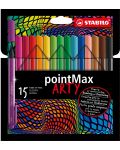 Флумастери Stabilo Arty - pointMax, 15 цвята - 1t