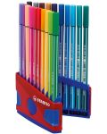 Комплект флумастери Stabilo Pen 68 - 20 цвята, тъмносиня кутия - 2t