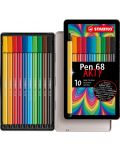 Флумастери Stabilo Arty - Pen 68, 10 цвята, метална кутия - 3t