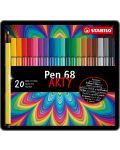 Флумастери Stabilo Arty - Pen 68, 20 цвята, метална кутия - 1t