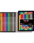 Флумастери Stabilo Arty - Pen 68, 15 цвята, метална кутия - 3t