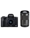 Фотоапарат Canon - EOS M50 Mark II, EF-M 15-45mm + 55-200mm, черен - 1t