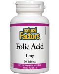 Folic Acid, 90 таблетки, Natural Factors - 1t