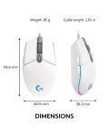 Гейминг мишка Logitech - G102 Lightsync, оптична, RGB, бяла - 9t