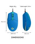 Гейминг мишка Logitech - G102 Lightsync, оптична, RGB, синя - 9t