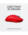 Гейминг мишка Logitech - Pro X Superlight, оптична, безжична, червена - 3t