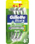 Gillette Blue 3 Мъжка самобръсначка Sensitive , 5 + 1 броя - 1t