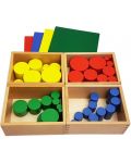 Игрален комплект Smart Baby - Цветни цилиндри Монтесори, дървени - 1t