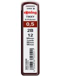 Графити Rotring Tikky - Hi-polymer, 2B, 0.5 mm, 12 броя - 1t