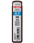 Графити Rotring Tikky - Hi-polymer, 2B, 0.7 mm, 12 броя - 1t