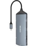Хъб Canyon - DS-15, 8 порта, USB-C, сив - 1t