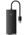 Хъб Baseus - Lite Series, 5 порта, USB-A, 0.25m, черен - 1t