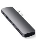 USB хъб Satechi - Aluminium Pro, 6 порта, USB-C, MacBook Pro, сив - 6t