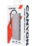 Хъб Canyon - DS-12, 13 порта, USB-C, сив - 2t