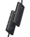 Хъб Baseus - Lite Series, 5 порта, USB-A, 1m, черен - 2t
