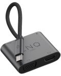 Хъб LINQ - 8915, 4 в 1, USB-C/HDMI, USB-C, USB-A, VGA, сив - 3t