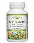 Herbal Factors Saw Palmetto with Lycopene, 90 капсули, Natural Factors - 1t