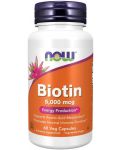 Хранителна добавка Now - Biotin, 5000 mcg, 60 растителни капсули - 1t