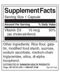 Vitamin D-3, 400 IU, 250 капсули, Swanson - 2t