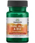 Folic Acid & B12, 30 растителни капсули, Swanson - 1t