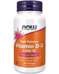 Vitamin D-3, 1000 IU, 180 меки капсули, Now - 1t