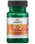 Natural Vitamin K-2, 100 mcg, 30 меки капсули, Swanson - 1t