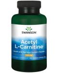 Acetyl L-Carnitine, 500 mg, 100 капсули, Swanson - 1t