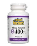 Mixed Vitamin E, 400 IU, 90 софтгел капсули, Natural Factors - 1t