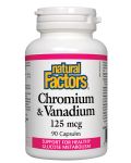 Chromium & Vanadium, 125 mcg,  90 капсули, Natural Factors - 1t