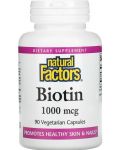 Biotin, 1000 mcg, 90 капсули, Natural Factors - 1t
