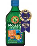 Omega-3 + Витамини A, D, E Cod Liver Oil, плодове, 250 ml, Mollers - 1t
