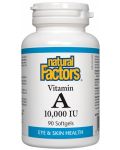 Vitamin A, 10 000 IU, 90 софтгел капсули, Natural Factors - 1t