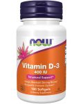 Vitamin D-3, 400 IU, 180 меки капсули, Now - 1t