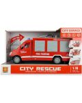Детска играчка Raya Toys - Пожарна кола City Rescue със стълба, музика и светлини - 2t