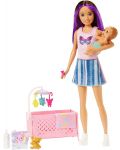 Игрален комплект Barbie Skipper - Барби детегледачка с лилави кичурии потник с пеперудка  - 2t