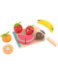 Игрален комплект Tooky Toy - Плодове за рязане с дъска и нож - 3t