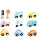 Игрален комплект Lelin - Дървени автомобили и пътни знаци - 2t