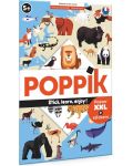 Игрален комплект Poppik - Животните по света, плакат със стикери - 1t