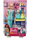 Игрален комплект Mattel Barbie - Барби педиатър с руса коса и две кукли - 1t