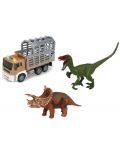 Игрален комплект Raya Toys - Камион с динозаври, с музика и светлини, 1:16 - 1t
