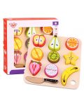 Игрален комплект Tooky Toy - Дървени плодове за рязане с табла - 3t