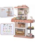 Игрален комплект Raya Toys - Детска кухня с вода и пара, розова - 2t