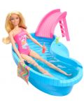 Игрален комплект Mattel Barbie - Барби с басейн и водна пързалка - 3t