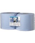 Индустриална хартия на ролка Tork - Wiping Paper Plus, W1/2, 2 x 750 къса, синя - 1t